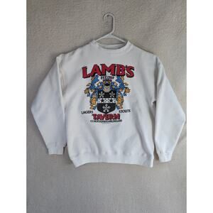 Vintage Lambs Tavern Sweatshirt Mens Large White Heavyweight USA Made READ